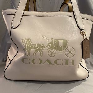 All leather coach tote/purse in white.